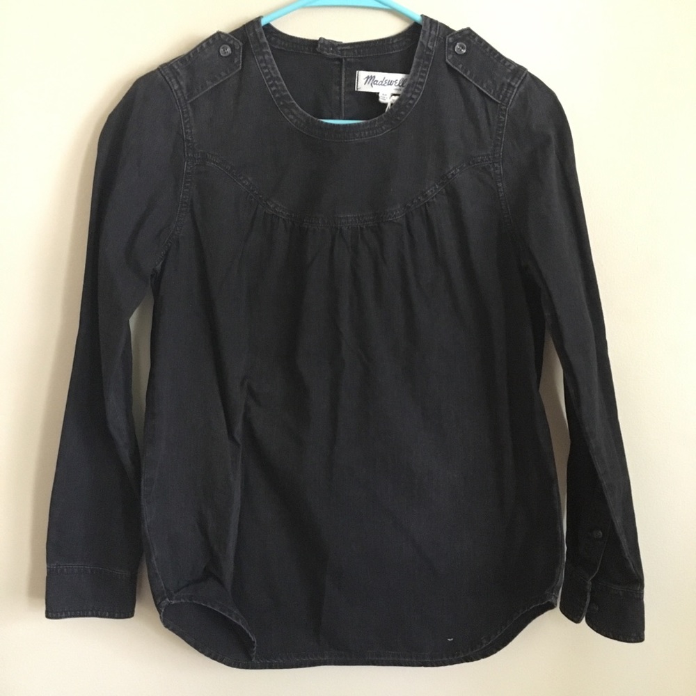 Madewell black denim top.